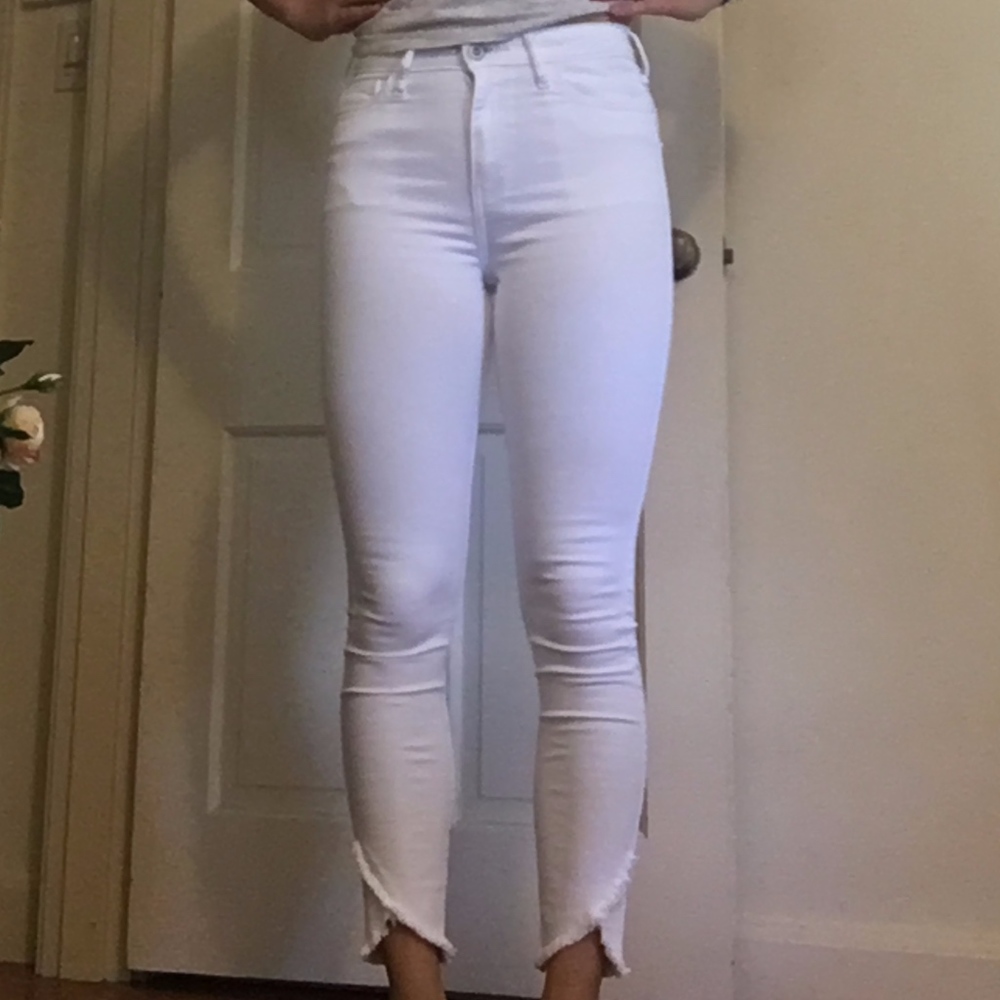 White High Rise Cropped Skinny Jeans